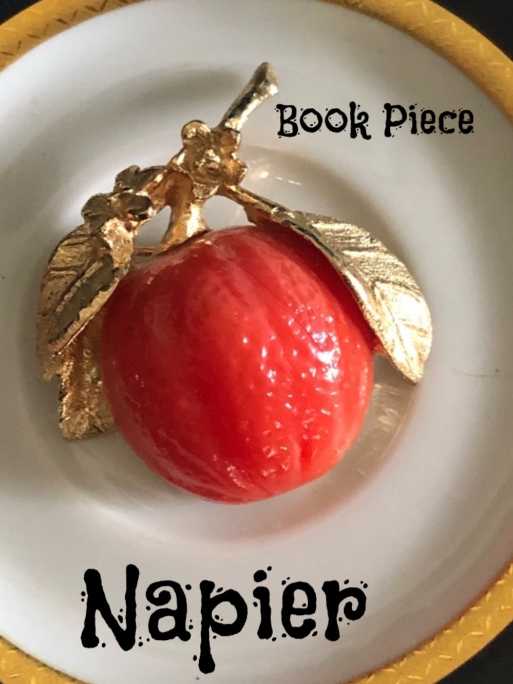 VINTAGE Molded Glass Orange Fruit Brooch